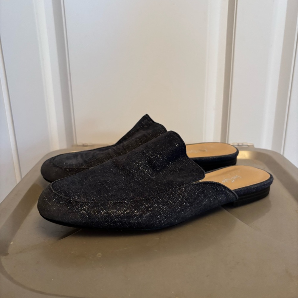 Lord & Taylor Blue Metallic Mule Loafers